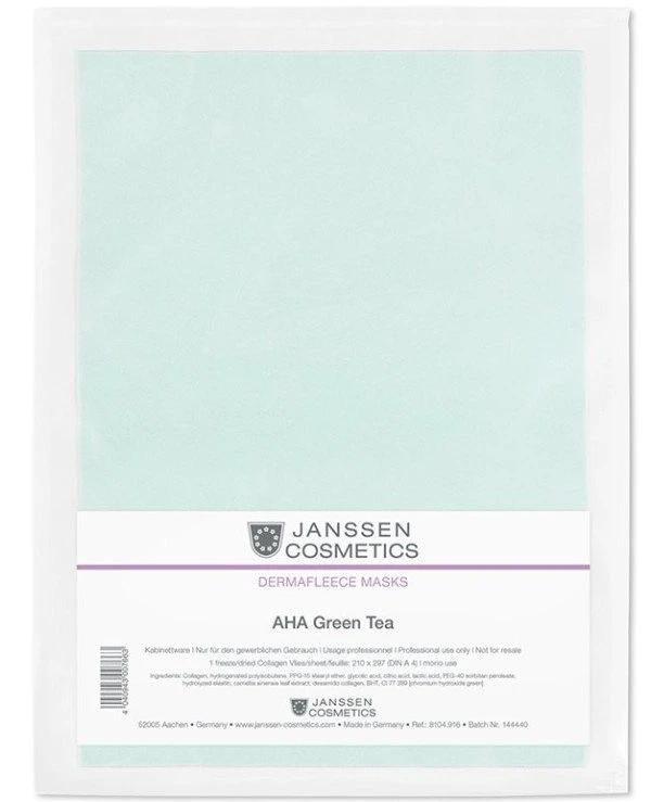 Janssen cosmetics - Коллагеновая маска "АНА кислоты + Зелёный чай" Collagen Fleece Masks AHA Green Tea 