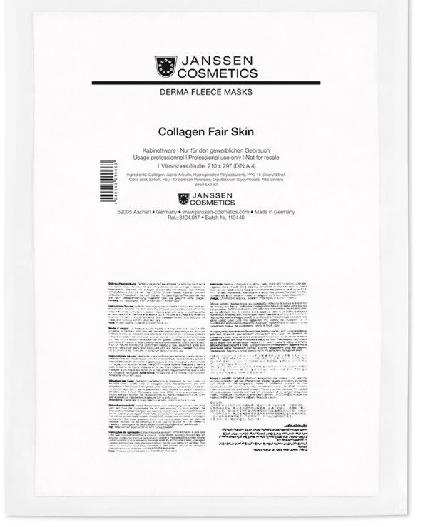 Janssen cosmetics - Lightening collagen Collagen Fleece Masks Fair 