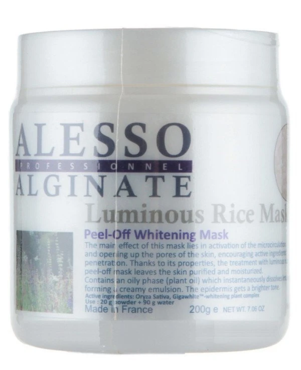 Alesso Alginate Альгинатная отбеливающая маска с рисом | Alesso Peel-Off Face Mask luminous Rice цена, фото, купить