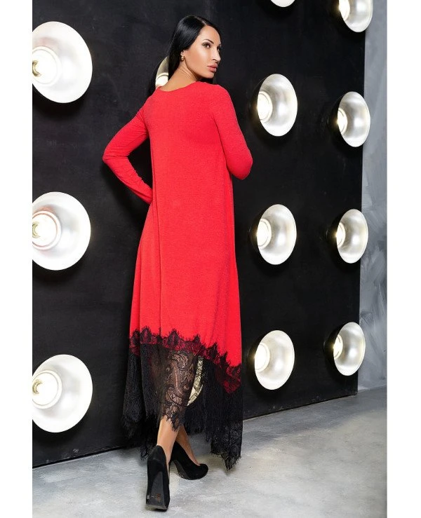 Kristina Great (van gils) Dress with trains 929 44-46 Red | 929-2