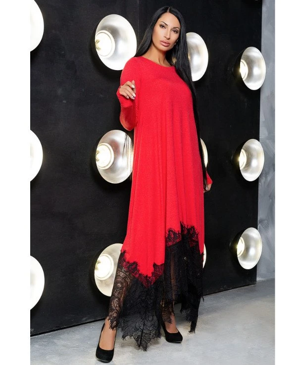 Kristina Great (van gils) Dress with trains 929 44-46 Red | 929-1