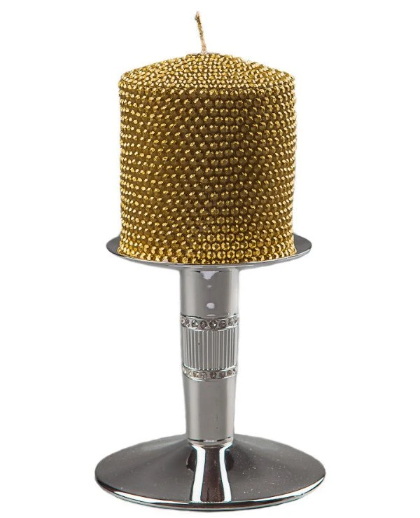 Home decor - Golden candle (8cm) Sparkling golden candle Gold