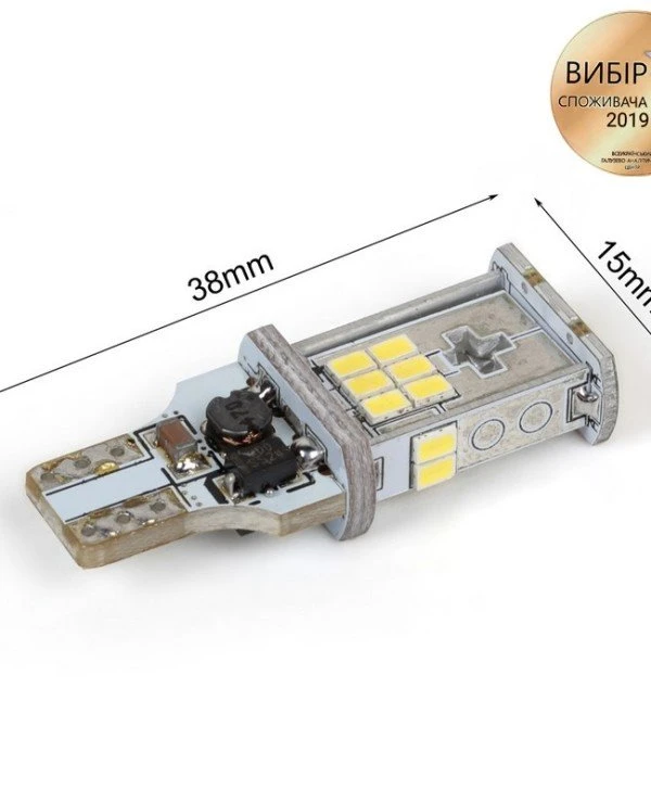 Carlamp Светодиодная лампочка Carlamp 400Лм 9-16В 6000К W16W (5K18-T15-W) | 3fa508dc082411e982ec7824af3a4955_ef14acf6388011ea830d7824af3a4955