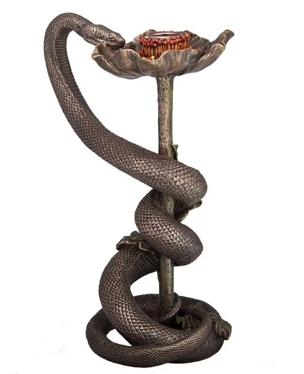 Veronese - Candlestick "Snake on poppy" (24 cm) 75823A4  Bronze