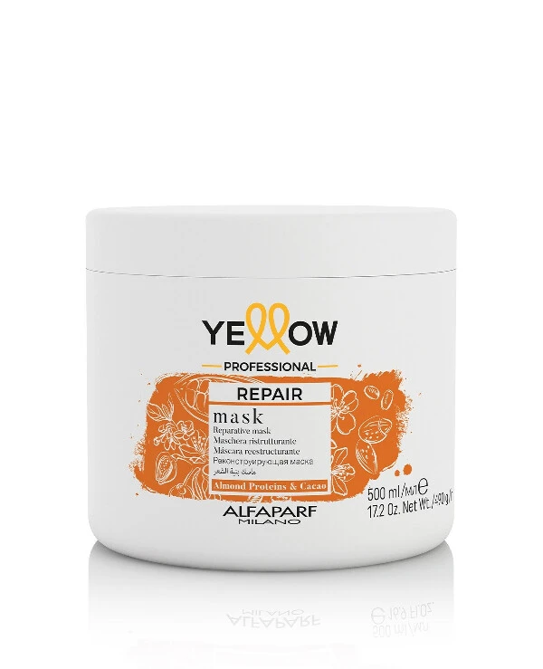 Yellow Repairing mask for severely damaged hair | Yellow Repair Almond Proteins & Cacao Mask - Repairing mask for severely damaged hair