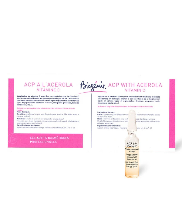 Biogenie Ампулы с витамином С для жирной, проблемной, чувствительной кожи с куперозом | A.C.P. Acerola vitamine C фото, цена, купить