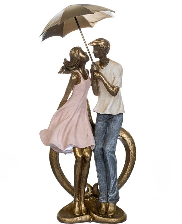 Statuettes - Фигурка Влюбленные с зонтом 37 см  Бронзовый