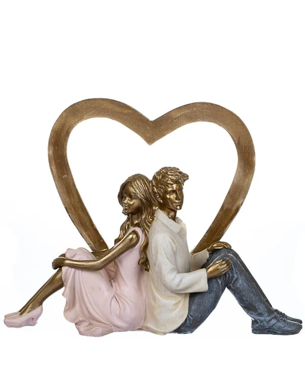 Statuettes - Фигурка Влюбленные около сердца 17.5 см  Многоцветный