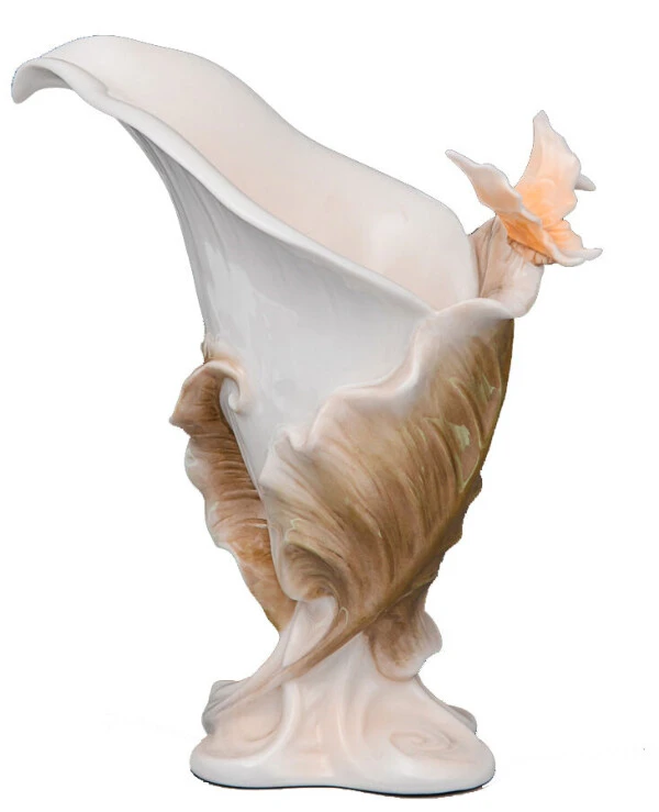 Veronese - Candlestick-vase Butterfly in calla lilies 18 cm  White