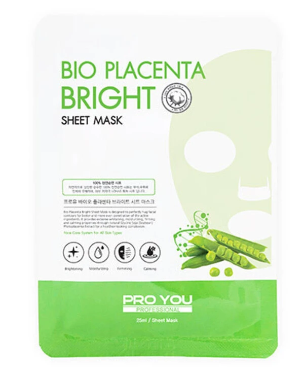 Pro You Professional - Маска омолаживающая с плацентой гороха Bio Placenta Bright Sheet Mask 25 г