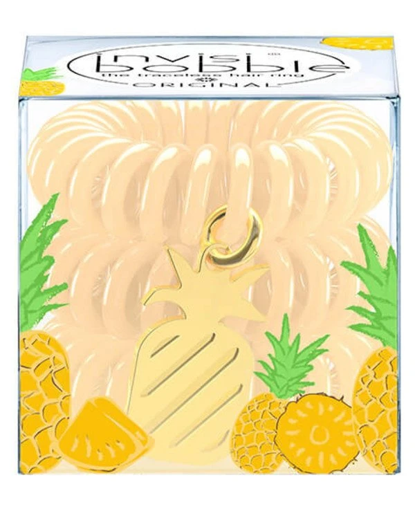 Invisibobble - Набор резинок для волос, 3 шт с подвеской Шарм Ананас Pineappeal Original tutti frutti & 1 charm Желтый