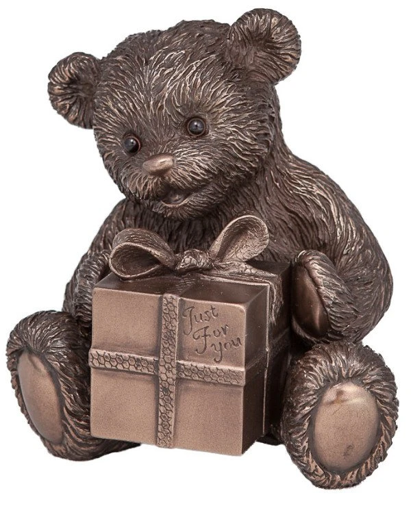 Veronese - Статуэтка Мишка с подарком (12 см) Bear with a gift - Just for you Бронзовый