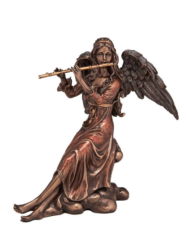 Veronese - Angel figurine with flute (20 cm)  Bronze