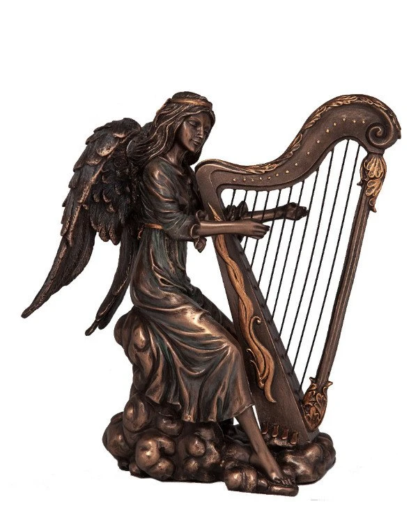 Veronese - Figurine "Angel with a harp" (20 cm)  Bronze
