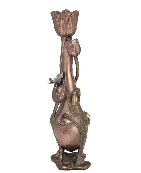 Veronese - Ваза "Маленькая бабочка на тюльпане" (33 см)  Бронзовый