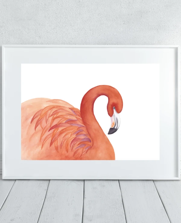 DigitalArtNadi - Фламинго - акварельный постер, цифровой товар для скачивания JPG & TIF INSTANT DOWNLOAD DIGITAL POSTER 