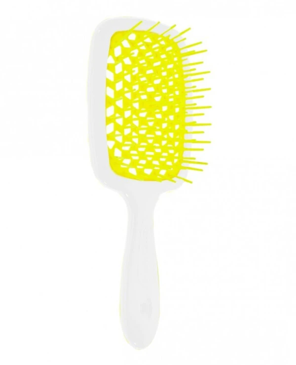 Janeke - Расческа Superbrush With Soft Moulded Tips (бeлый c жёлтым нeoн)  