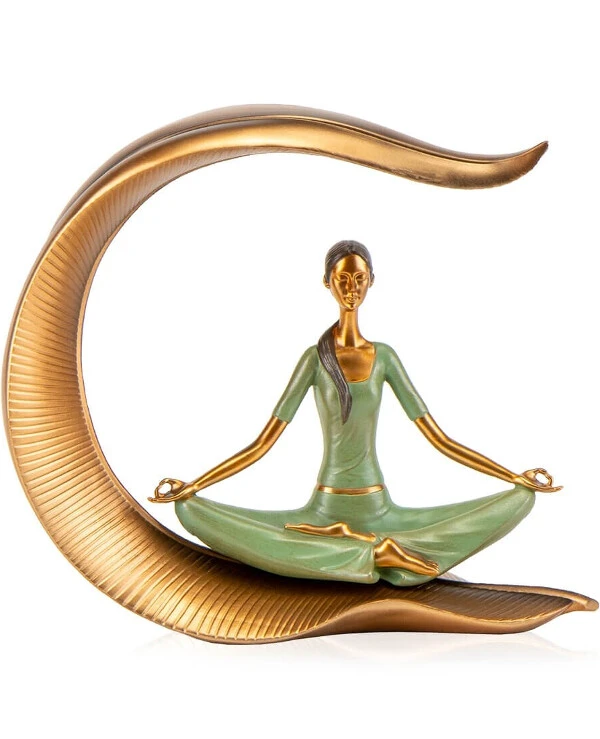 Statuettes - Статуэтка Девушка в позе лотоса (24 см)  Золото