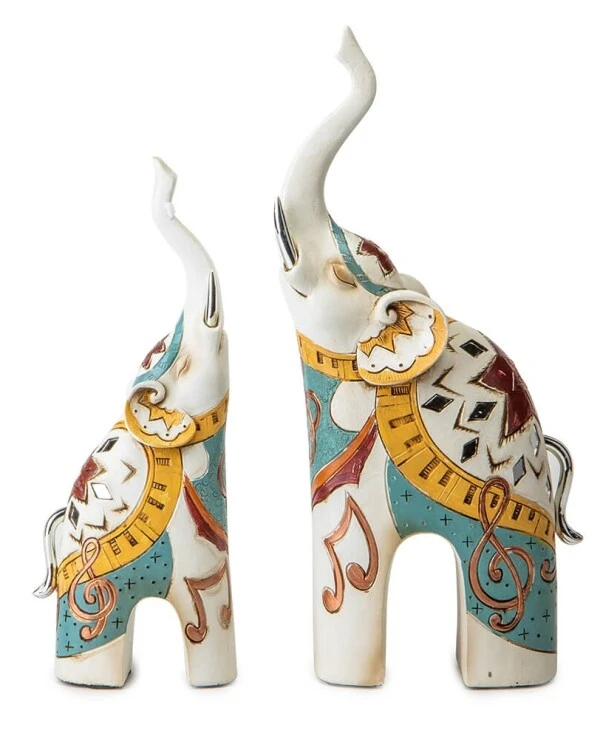 Statuettes - Статуэтка Семья слонов (32 см)  Белый