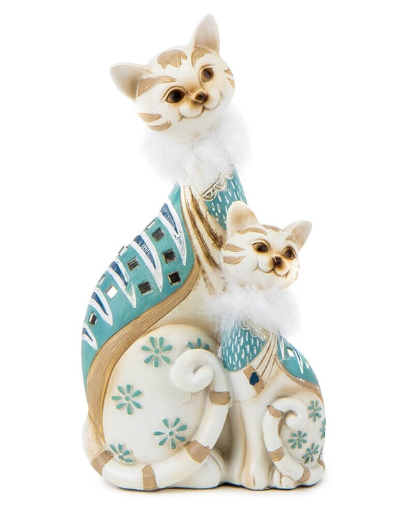 Statuettes - Figurine Family of white cats (28 cm)  White