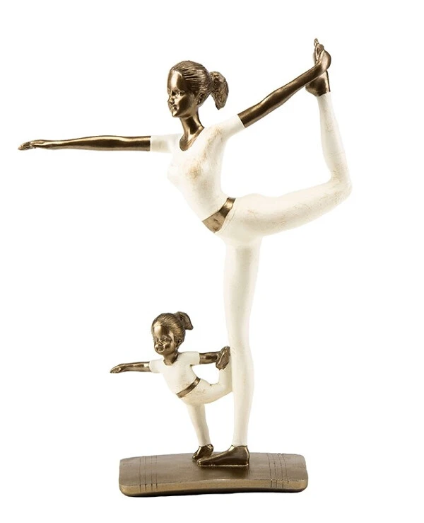 Statuettes - Статуэтка Мама с ребенком на йоге (25.5 см)  Бронзовый