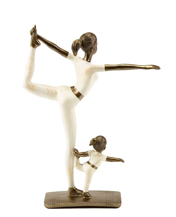 Statuettes - Статуэтка Мама с ребенком на йоге (25.5 см)  Бронзовый back