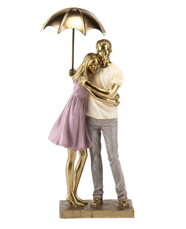 Statuettes - Статуэтка Под зонтом любви (31 см)  Золото