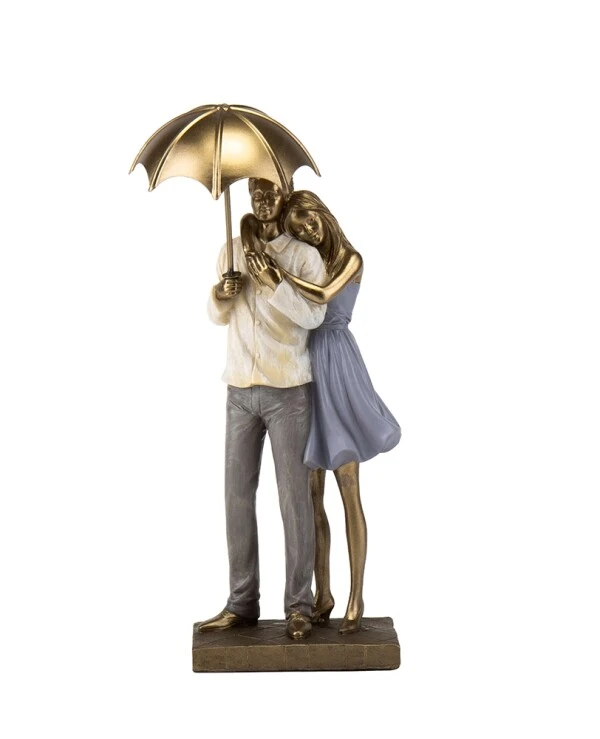 Statuettes - Статуэтка Двое под зонтом (29.5 см)  Золото