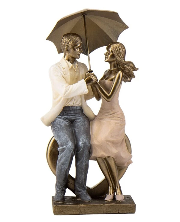 Statuettes - Статуэтка Свидание под дождем (37 см)  Золото