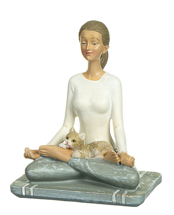 Statuettes - Figurine Yoga Lotus (13 cm)  Gray