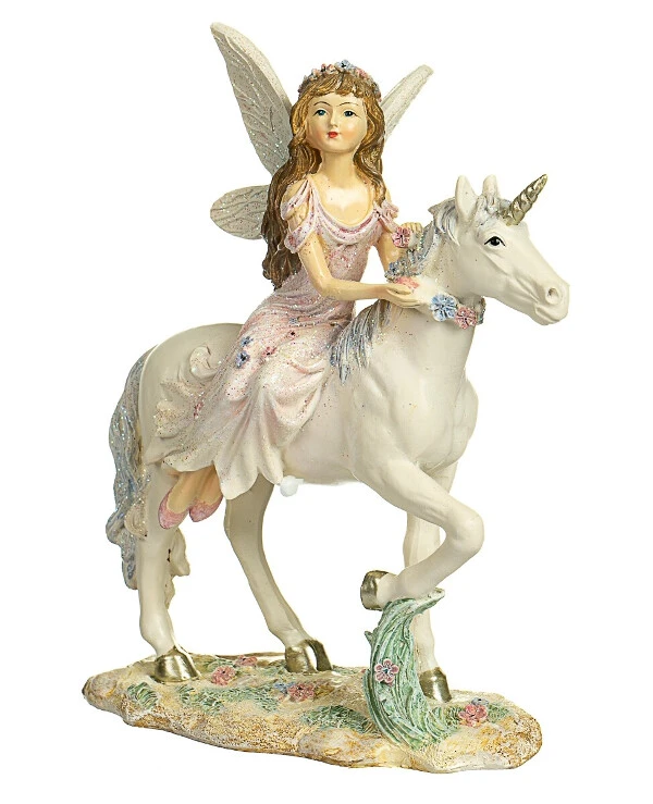 Statuettes - Фигурка Фея и единорог (19.5 см)  Белый