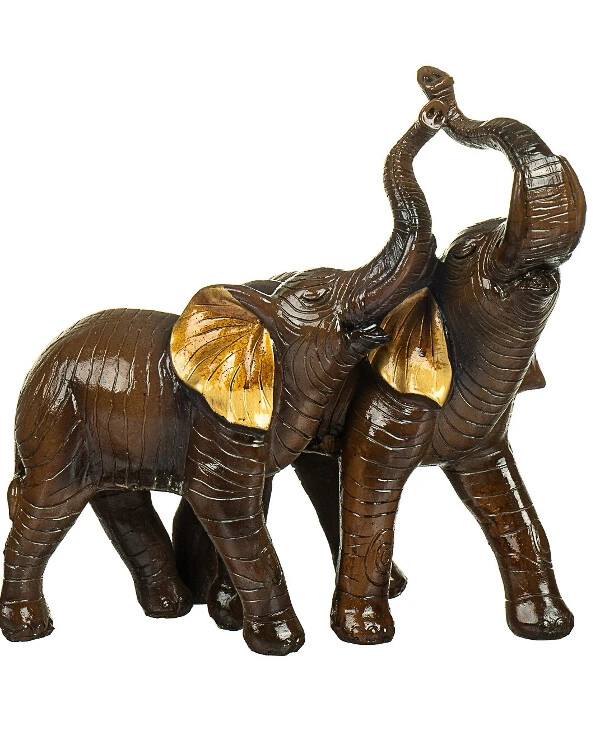 Statuettes - Фигурка Парочка слонов (19 см)  Коричневый