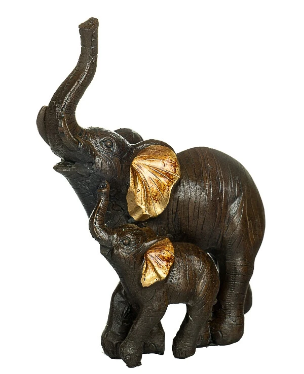 Statuettes - Фигурка Мама и слонёнок (12 см)  Коричневый