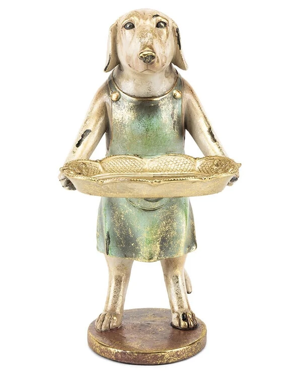 Statuettes - Статуэтка Собака с подносом (27 см)  Разноцветный