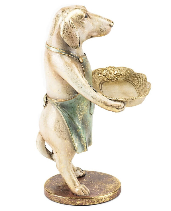 Statuettes - Figurine Dog with a tray (27 cm)  colorful back