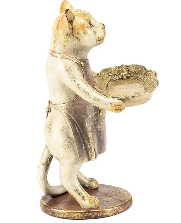 Statuettes - Статуэтка Кот с подносом (27 см)  Разноцветный back
