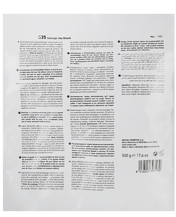 Erayba - Brightening clay for hair G35 Gamma Bleaching System 500g back