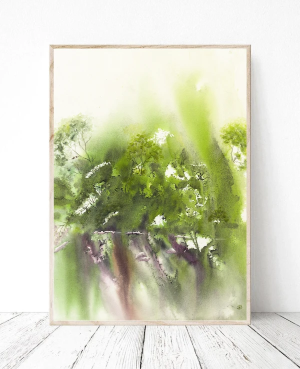 DigitalArtNadi Forest Watercolor Printable Wall Art, Landscape Extra Large Print, Tree Print Green Forest Poster home decor, Abstract Botanical Prints | 1-Green_Forest_id106
