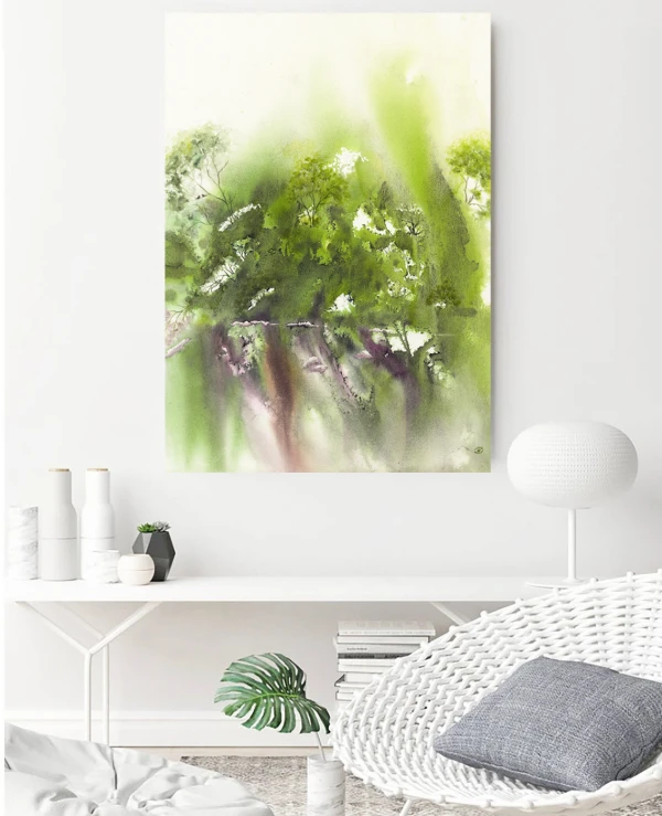 DigitalArtNadi Forest Watercolor Printable Wall Art, Landscape Extra Large Print, Tree Print Green Forest Poster home decor, Abstract Botanical Prints | 2-Green_Forest_id106