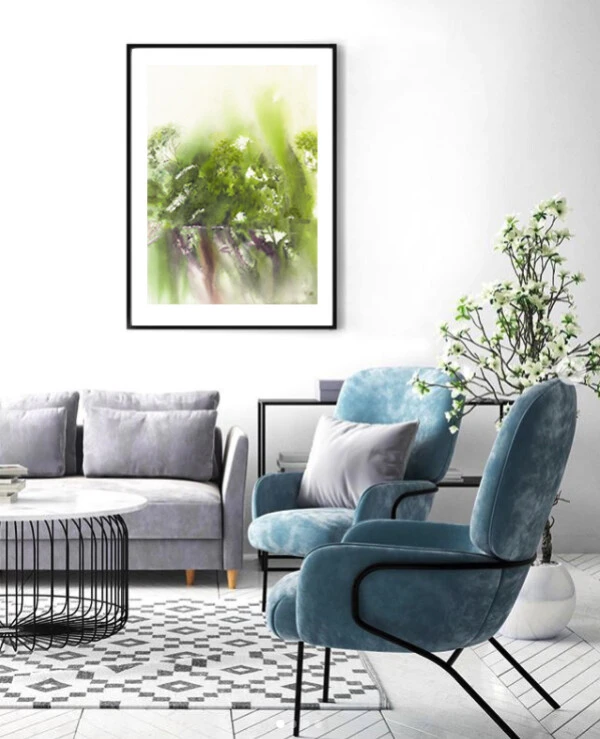 DigitalArtNadi Forest Watercolor Printable Wall Art, Landscape Extra Large Print, Tree Print Green Forest Poster home decor, Abstract Botanical Prints | 6-Green_Forest_id106