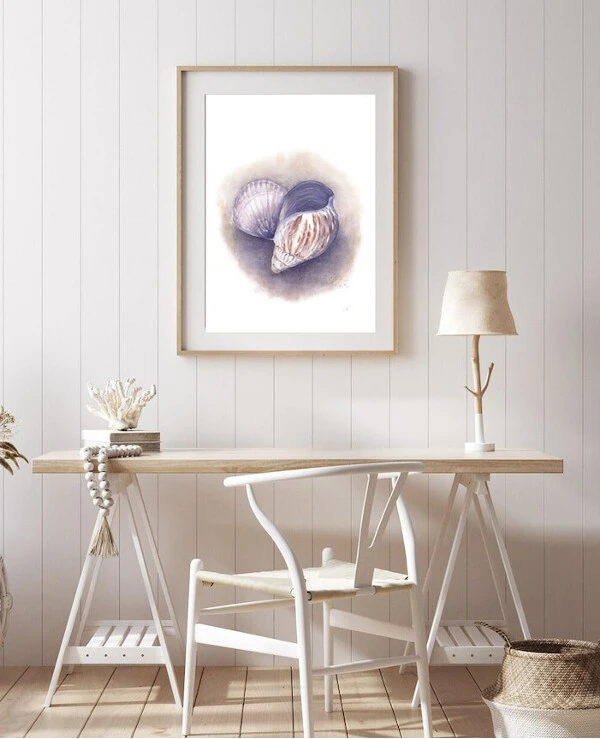 DigitalArtNadi Морские ракушки | Sea Shell Print, Beach Decor, Nursery Coastal Home, Printable Wall Art from Original Watercolor Painting, Seashell Art