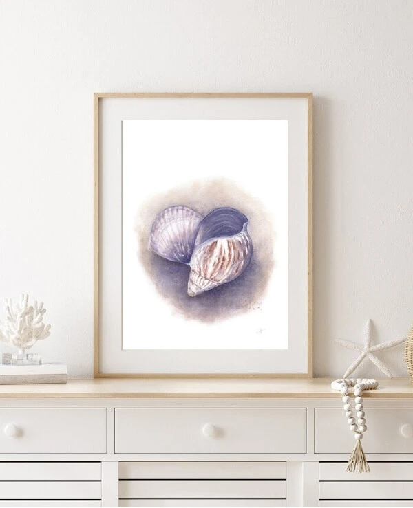 DigitalArtNadi Морские ракушки | Sea Shell Print, Watercolor Wall Art, Beach Decor, Nursery Coastal Home, Printable Wall Art from Original Watercolor Painting, Seashell Art