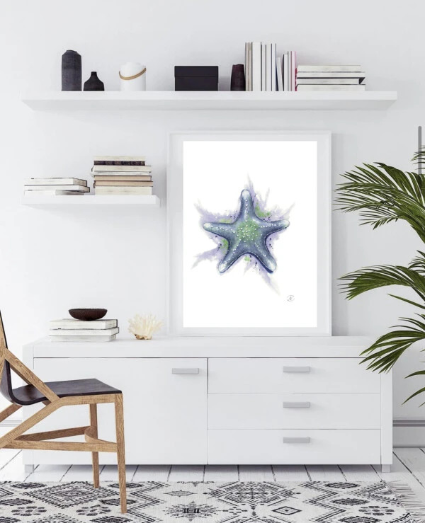 DigitalArtNadi Морская звезда | Starfish Print, Wall Art Watercolor Blue Beach print, Nautical Nursery Home Decor Coastal, Printable Art from Original Watercolor Painting 4