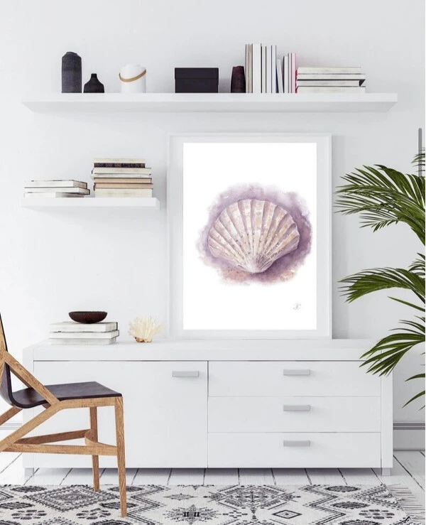 DigitalArtNadi Sea Shell Print, Watercolor Wall Art, Beach Nursery Decor, Coastal Home, Printable Wall Art from Original Watercolor Painting, Seashell Art | Sea Shell Print, Watercolor Wall Art, Nursery Beach Decor, Coastal Home, Printable Wall Art from Original Watercolor Painting
