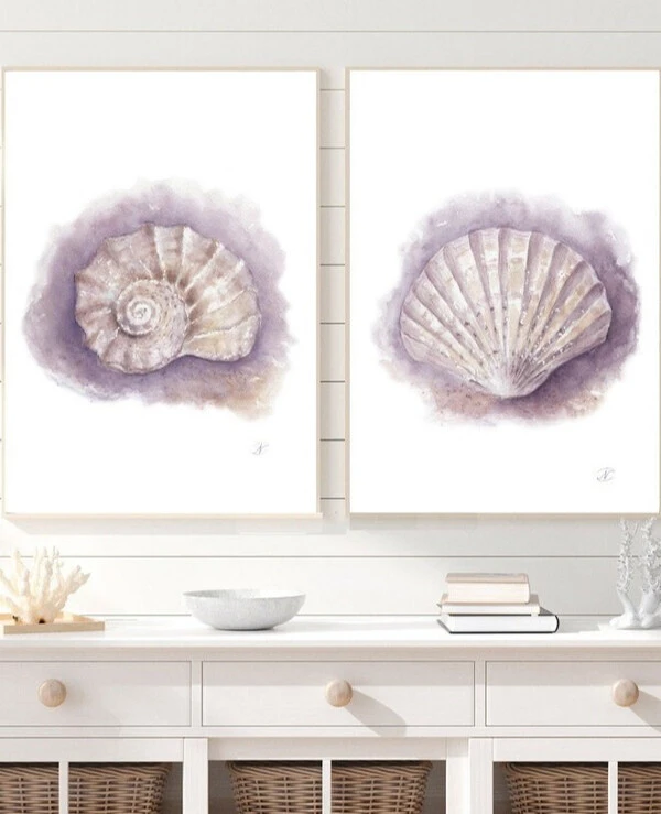 DigitalArtNadi - Набор из двух Морских ракушек INSTANT DOWNLOAD DIGITAL POSTER 