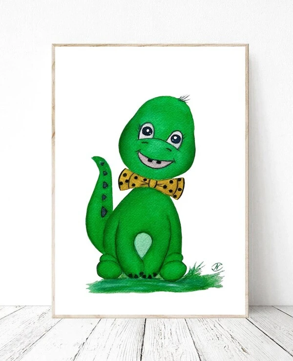 DigitalArtNadi Набор из двух картин Динозаврики | Dinosaur Wall Prints, PNG and JPG Nursery Wall Art, Playroom Wall Art Dinosaur Printable Watercolor Print Baby Animal Prints