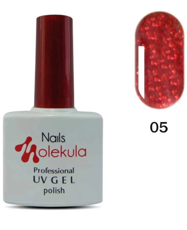 Nails Molekula - Гель-лак UV Gel Polish 11 мл, 05 - красное мерцание