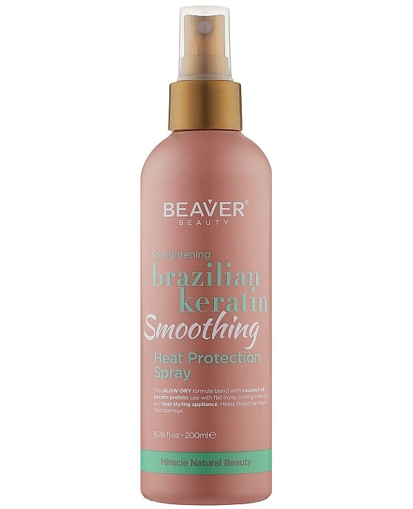 Beaver professional - Термозащитный спрей с кератином для эластичности волос Brazilian Keratin Smoothing Heat Protection Spray 200 мл