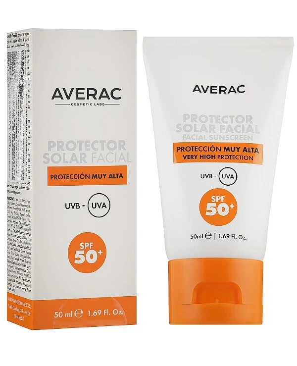 Averac - Солнцезащитный крем для лица SPF50+ Solar Facial Sunscreen Cream SPF50+ 50 мл
