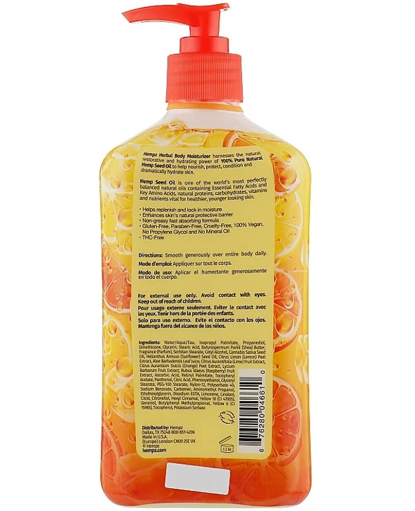 Hempz - Молочко для тела Годжи апельсиновый лимонад Goji Orange Lemonade Herbal Body Moisturizer 500 мл back